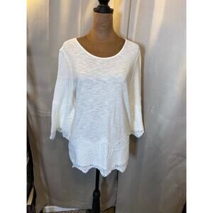 Adrianna Papell Ivory Crochet Trim Gauze Blouse NWT Size S $79